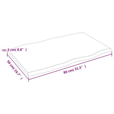 vidaXL Dessus de table bois chêne massif non traité bordure assortie