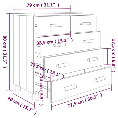 vidaXL Buffet HAMAR Gris clair 79x40x80 cm Bois massif de pin