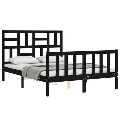 vidaXL Cadre de lit sans matelas noir bois de pin massif