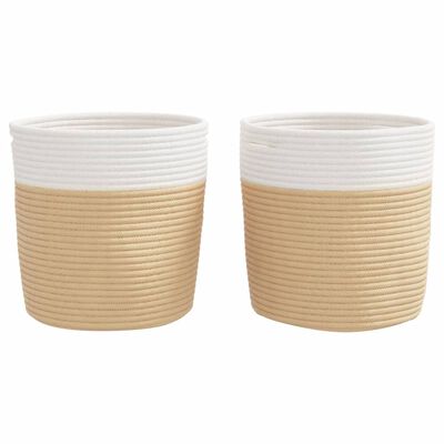 vidaXL Paniers de rangement 2 pcs beige et blanc Ø28x28 cm coton