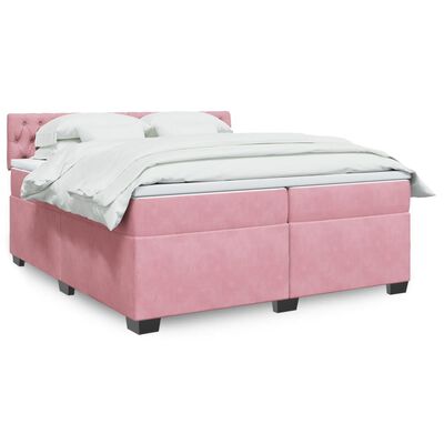 vidaXL Sommier à lattes de lit avec matelas Rose 200x200 cm Velours