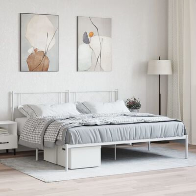 vidaXL Cadre de lit métal avec tête de lit blanc 180x200 cm