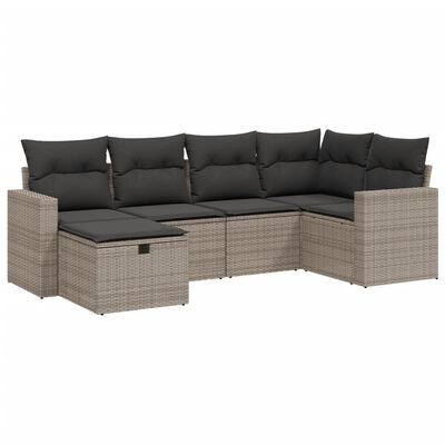 vidaXL Salon de jardin 6 pcs avec coussins gris résine tressée