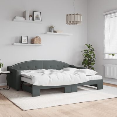 vidaXL Lit de jour avec gigogne et matelas gris foncé 80x200 cm tissu