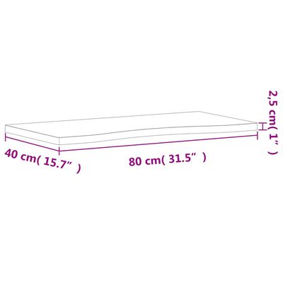 vidaXL Dessus de bureau 80x(36-40)x2,5 cm bois massif de hêtre