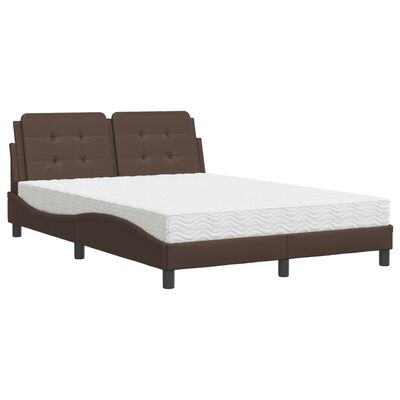 vidaXL Lit avec matelas marron 140x200 cm similicuir