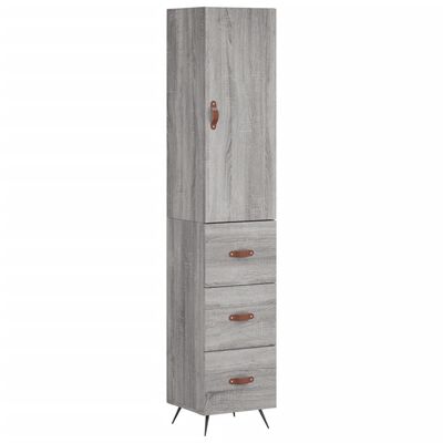 vidaXL Buffet haut Sonoma gris 34,5x34x180 cm Bois d'ingénierie