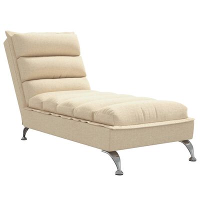 vidaXL Chaise longue avec coussins crème tissu