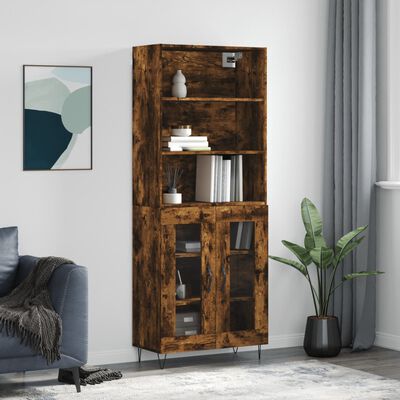 vidaXL Buffet haut Chêne fumé 69,5x34x180 cm Bois d'ingénierie