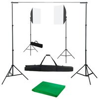 vidaXL Kit de studio photo avec boîtes à lumière et toile de fond