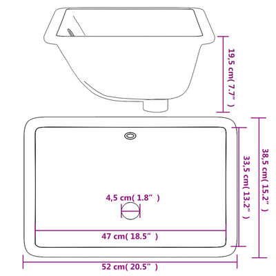 vidaXL Évier salle de bain blanc rectangulaire céramique