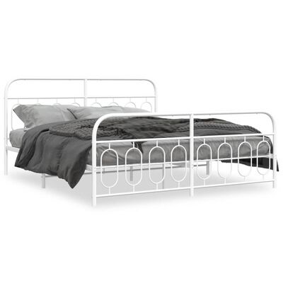 vidaXL Cadre de lit métal sans matelas et pied de lit blanc 183x213 cm