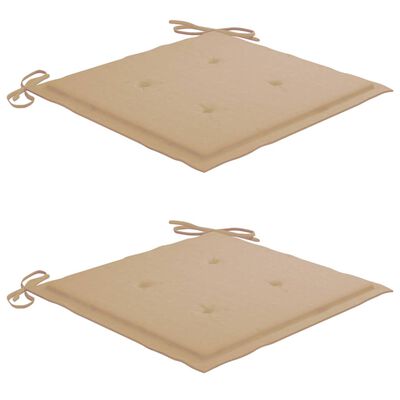 vidaXL Chaises de jardin lot de 2 et coussins beige Bois teck massif