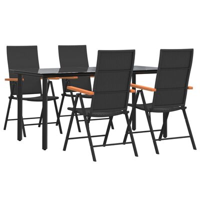 vidaXL Ensemble à manger de jardin 5 pcs Noir et marron Résine tressée