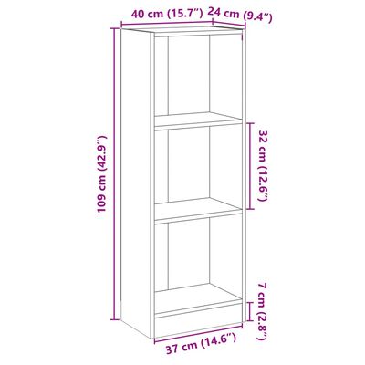 vidaXL Bibliothèque à 3 niveaux gris béton bois d'ingénierie