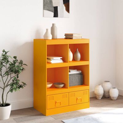 vidaXL Buffet jaune moutarde 67x39x95 cm acier