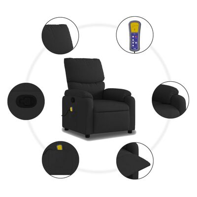 vidaXL Fauteuil de massage inclinable Noir Tissu