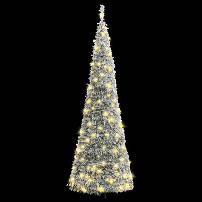 vidaXL Sapin de Noël artificiel escamotable avec neige floquée 200 LED