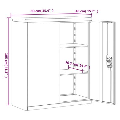 vidaXL Classeur blanc 90x40x145 cm acier