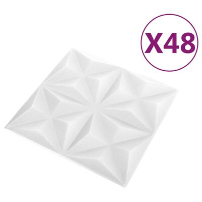 vidaXL Panneaux muraux 3D 48 pcs 50x50 cm blanc origami 12 m²