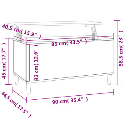 vidaXL Table basse Gris béton 90x44,5x45 cm Bois d'ingénierie