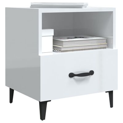 vidaXL Tables de chevet 2 pcs Blanc brillant Bois d'ingénierie