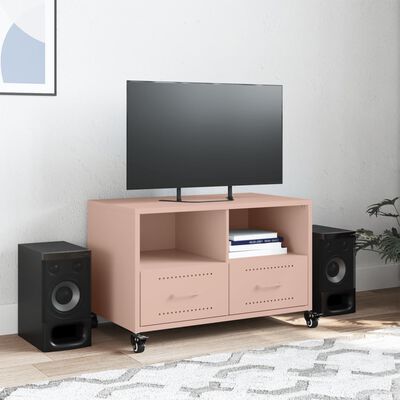 vidaXL Meuble TV rose 68x39x43,5 cm acier