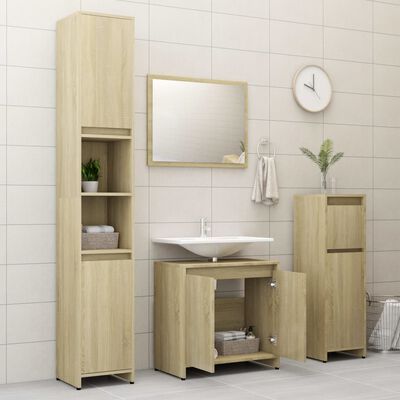 vidaXL Ensemble de meubles de bain 3pcs Chêne sonoma Bois d'ingénierie