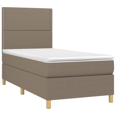 vidaXL Sommier à lattes de lit et matelas et LED Taupe 80x200cm Tissu