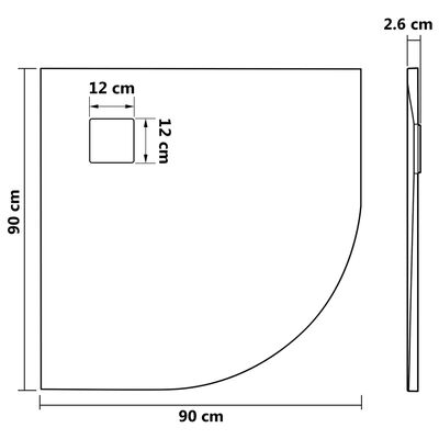 vidaXL Receveur de douche SMC Marron 90x90 cm