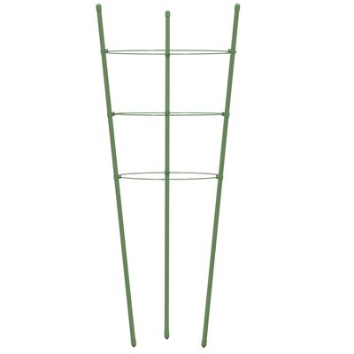 vidaXL Supports pour plantes de jardin 3 anneaux 5pcs Vert 75 cm Acier