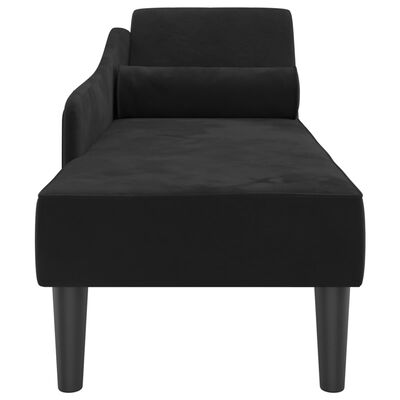 vidaXL Chaise longue avec coussins noir velours