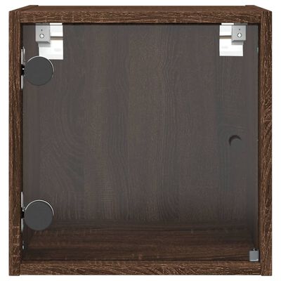 vidaXL Table de chevet avec porte en verre chêne marron 35x37x35 cm