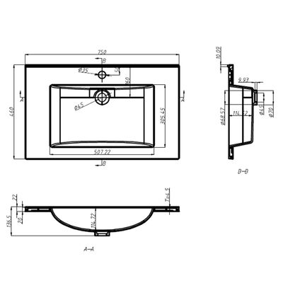 vidaXL Lavabo encastré 750x460x130 mm SMC Blanc