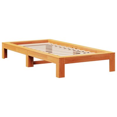 vidaXL Cadre de lit sans matelas cire marron 75x190 cm bois pin massif