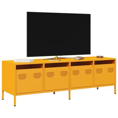 vidaXL Meuble TV jaune moutarde 135x39x43,5 cm acier laminé à froid