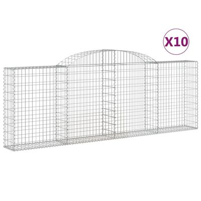 vidaXL Paniers à gabions arqués 10 pcs 300x30x100/120 cm fer galvanisé