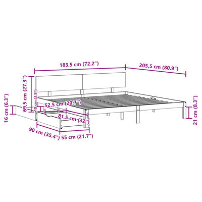 vidaXL Cadre de lit avec tiroirs sans matelas blanc 180x200 cm