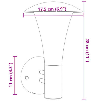 vidaXL Applique murale d'extérieur argenté acier inoxydable