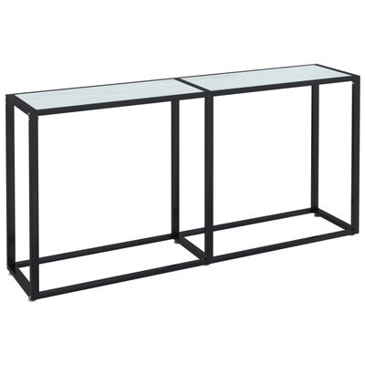 vidaXL Table console Marbre blanc 160x35x75,5 cm Verre trempé