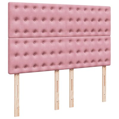 vidaXL Sommier à lattes de lit avec matelas Rose 140x200 cm Velours