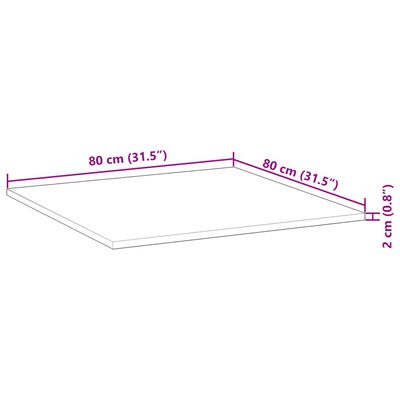 vidaXL Dessus de table carré 80x80x2 cm bois massif d'acacia