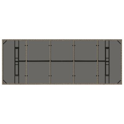 vidaXL Table de jardin dessus en verre Gris 240x90x75cm Résine tressée