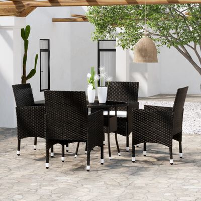 vidaXL Ensemble à manger de jardin 5 pcs Résine tressée Noir