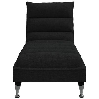 vidaXL Chaise longue avec coussins noir tissu