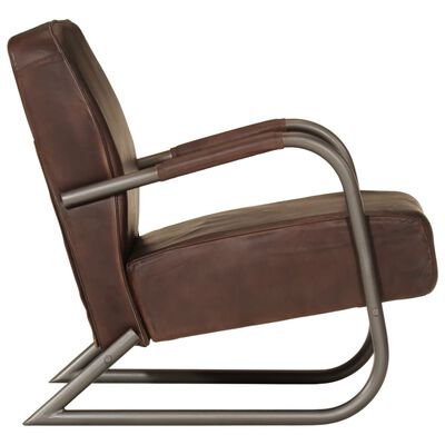 vidaXL Fauteuil marron cuir véritable