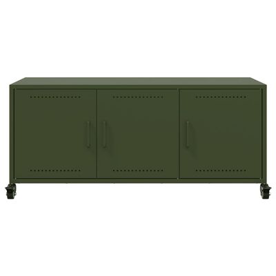 vidaXL Meuble TV vert olive 100,5x39x43,5 cm acier