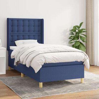 vidaXL Sommier à lattes de lit avec matelas Bleu 80x200 cm Tissu