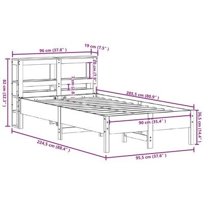 vidaXL Cadre de lit sans matelas blanc 90x200 cm bois de pin massif