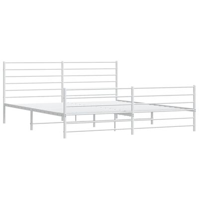 vidaXL Cadre de lit métal sans matelas et pied de lit blanc 183x213 cm